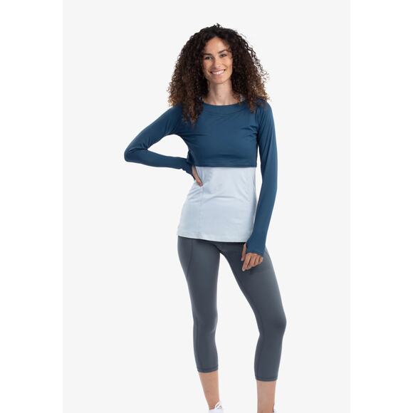 BloqUV Womens Crop Top 4001 Size Large Midnight Blue UPF 50+ Sun Protection New - Picture 1 of 9